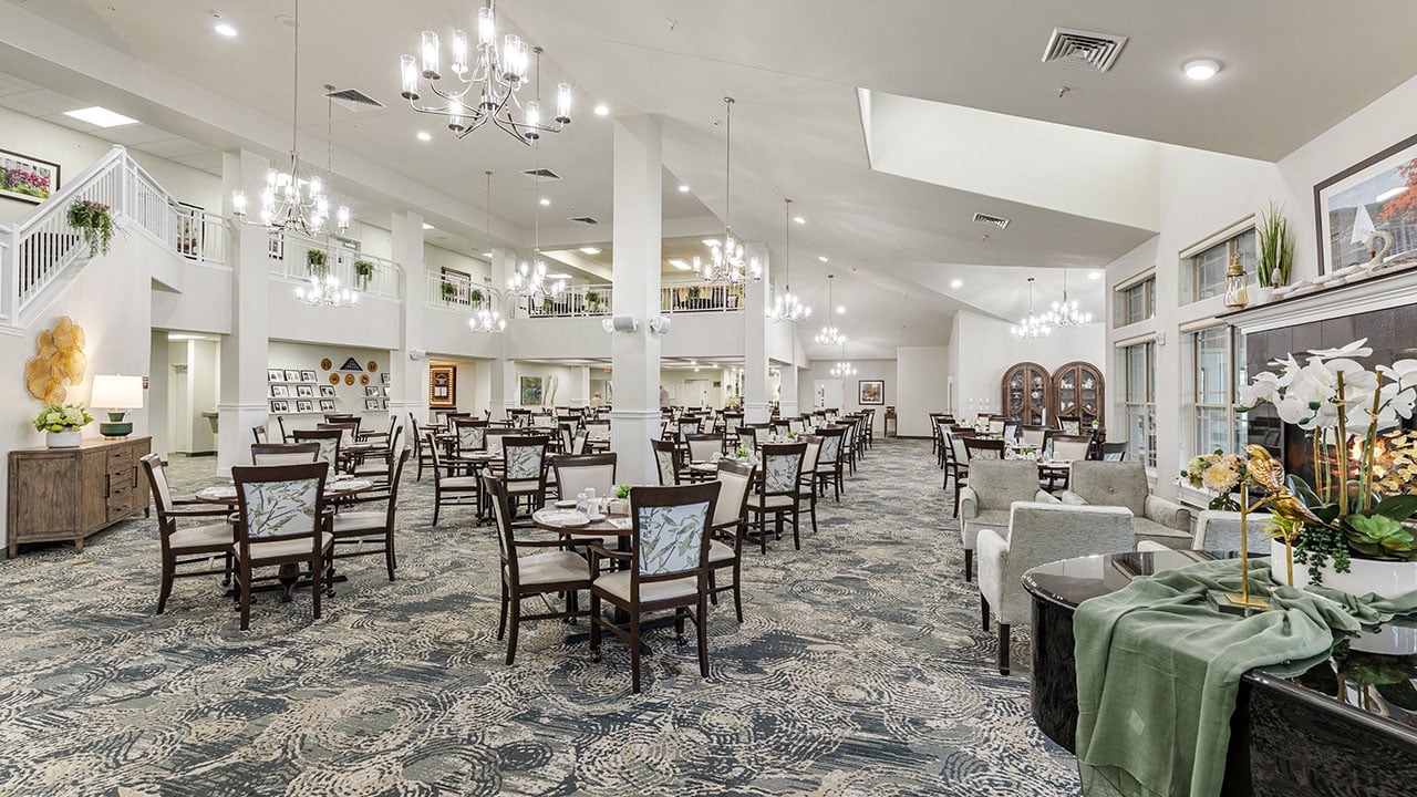 The dining room at Williams Place set for mealtime