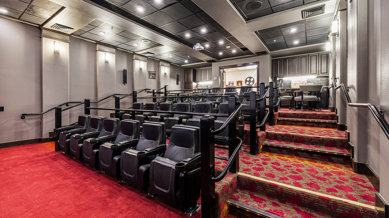 The theater room at Williams Place
