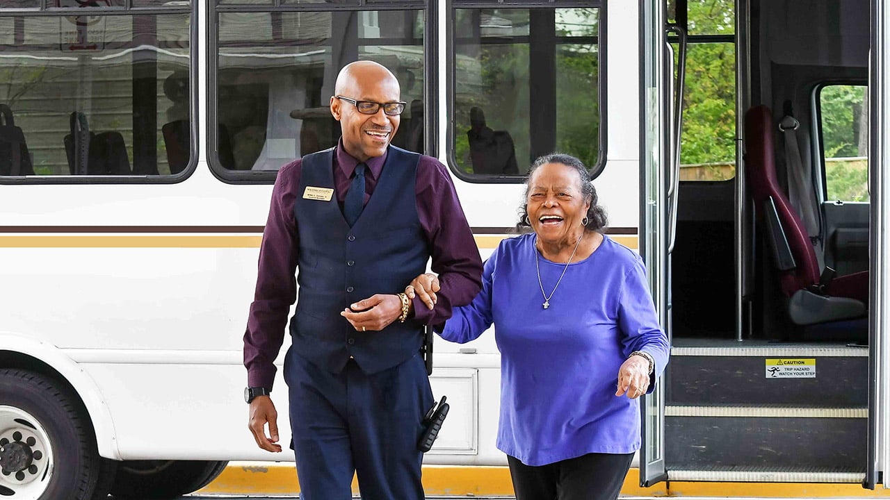 The Williams Place community bus providing resident transportation
