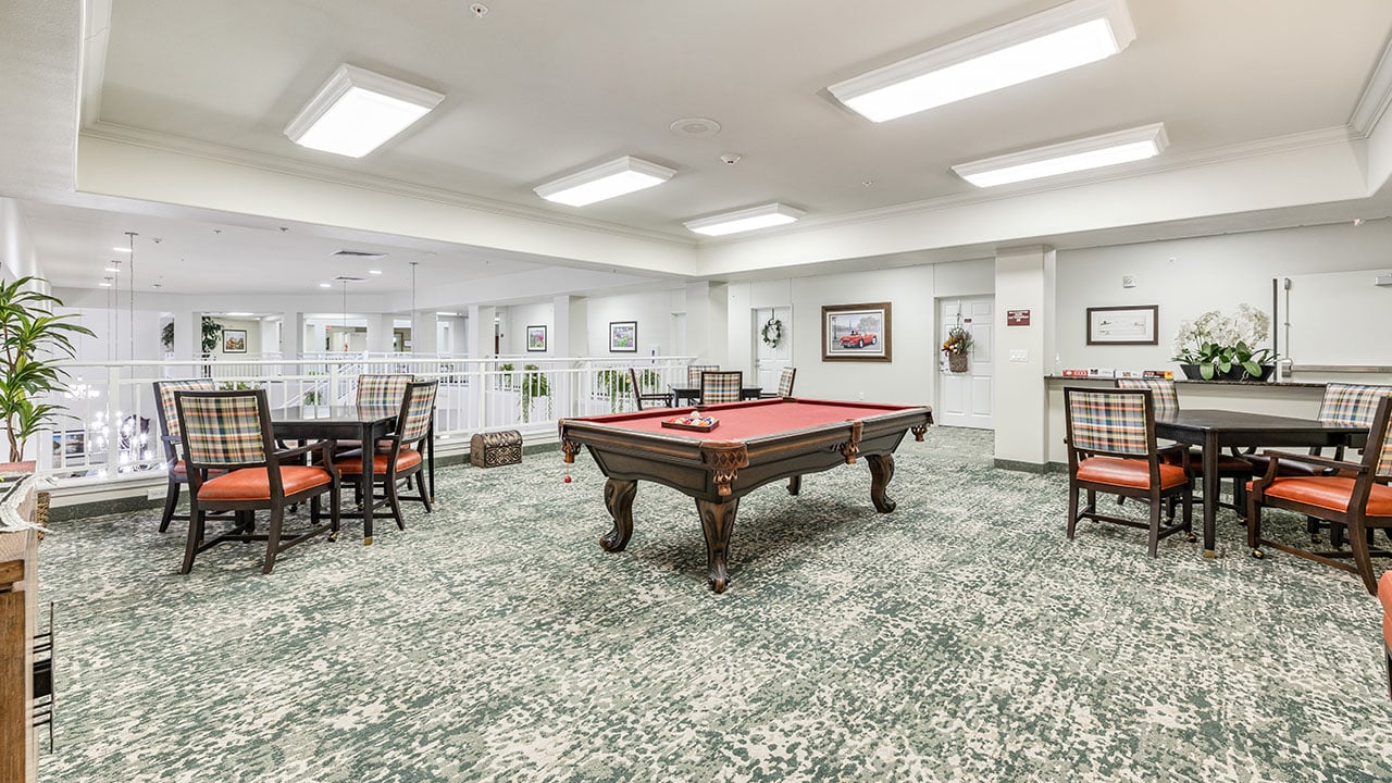 The game room at Williams Place