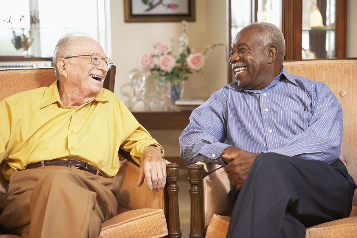 Residents laughing together at Williams Place